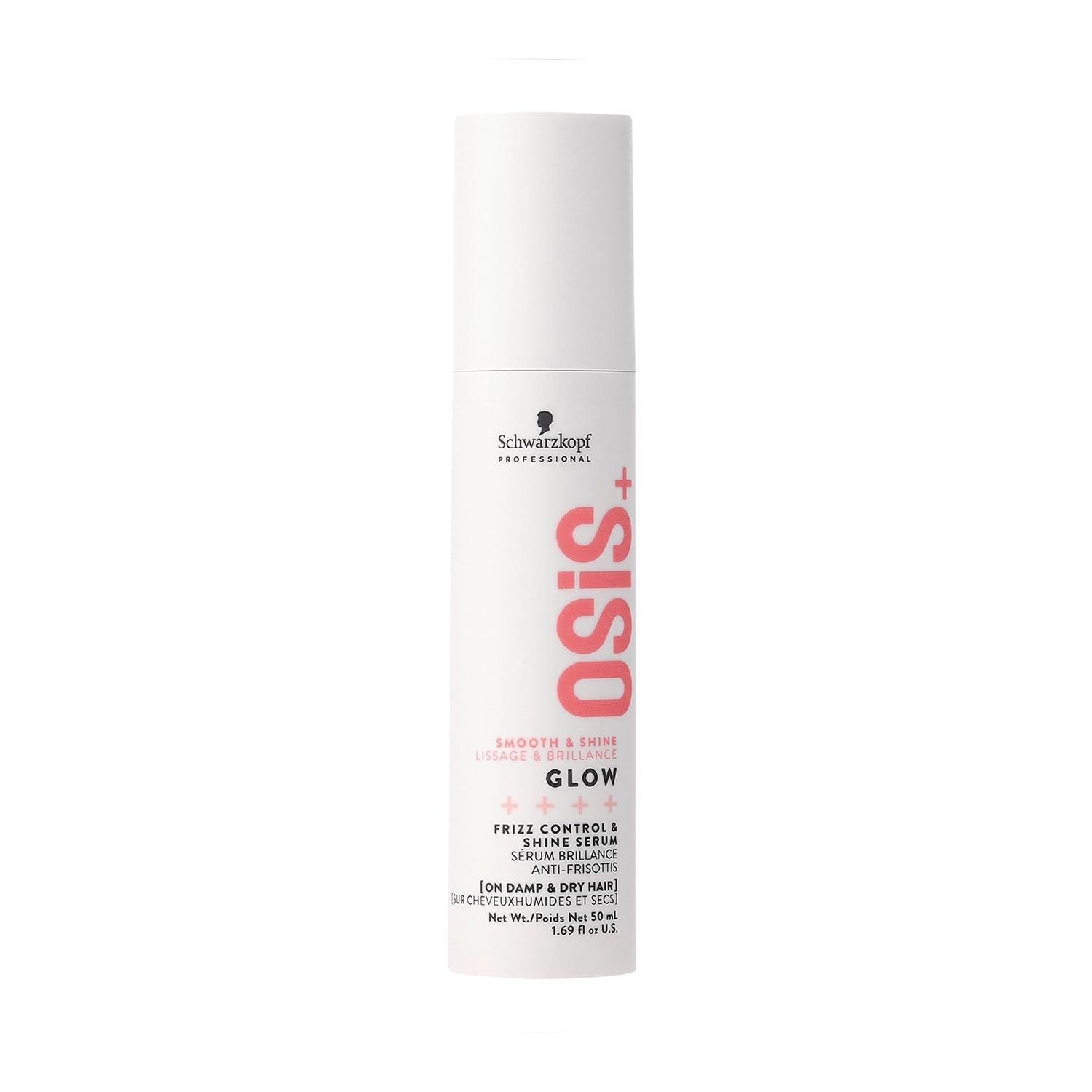 Schwarzkopf Professional OSiS Glow Anti Frizz Shine Serum Silicone Free Heat Protection For Rough Dull Hair Easy Combing Improved Manageability Lightweight 50 ml