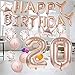 20th Birthday Decorations Party Supplies, 20th Birthday Balloons Rose Gold, Number 20 Mylar Balloon, Latex Balloon Decoration, Great Sweet 20th Birthday for Girls, Photo Props