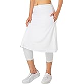 Xioker Women Athletic Knee Length Skirts with Leggings,Skorts Leggings&Skirted Capris Skorts for Women Yoga Pockets