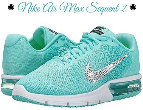 Swarovski NIKE Air Max, Teal, Nike Sequent 2, Custom Nike, Dance Team, Birthday Gift, Bling Nike