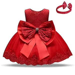 Inlefen Feestjurk voor babymeisjes, strik, bloemen, mouwloze prinsessenjurk voor 6 maanden en 5 jaar