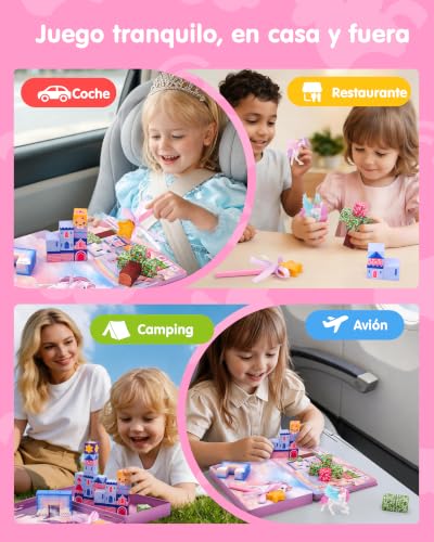 hahaland Construcciones Magneticas de Viaje, Unicornio Cubos Magneticos | 50 Piezas Magneticas Niños con 2 Unicornio, Juego Imanes Creativo, Bloques Magneticos Construccion para Niños 3 4 5 6 años