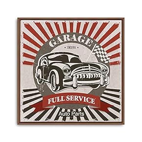 Framed Canvas Wall Art for Living Room, Bedroom Vintage Garage Canvas Prints for Home Decoration Ready to Hanging - 16x16 inches