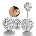 Carfeny Double Sided Rhinestone Crystal Ball Earrings Studs for Women 925 Silver Plated Reversible Front Back Ball Tribal Earrings