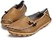 LabatoStyle Women’s Casual Leather Loafers Driving Moccasins Flats Shoes (Khaki, 8 B(M) US)
