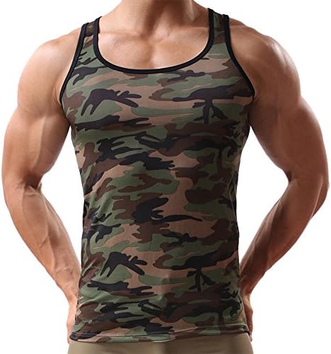 T Shirt for Men Beachwear Casual Military Sleeveless Camo Sport Gym Tanks T-Shirt Tops
