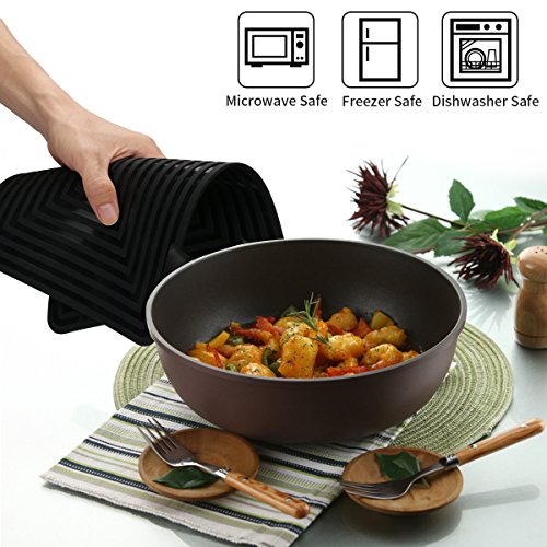 2 Pack,Silicone Trivet Mats/Hot Pads,Pot Holder,9"x12" Non Slip Flexible Durable Heat Resistant Pot Coaster Kitchen Table Mats (Black) - Thumbnail 3
