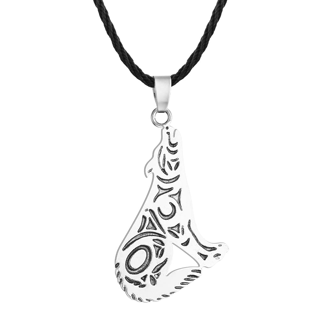 LUTAKU Celtic Tribal Sitting Howling Wolf Pendant Necklace for Men Viking Slavic Pagan Animal Wolf Legend Charm Neck Chain Amulet Jewelry
