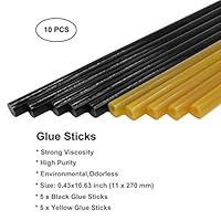 Tretar Paintless Dent Removal Glue Sticks,10 PCS Hot Melt Glue Sticks for Car Auto Body Repair Paintless Dent Removal Tool Kit - 0.43x10.63 inch,5 PCS Black & 5 PCS Yellow