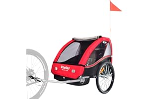 Veelar Veelar Sports Bike Trailer Double Seat for 1 or 2 Toddlers, Kids, Child Bicycle Carrier