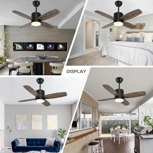 Ohniyou 38 Inch Ceiling Fan with Light and Remote, Small Outdoor Ceiling Fans with APP Control Dimmable Light, DC Ceiling Fan for Covered Porch