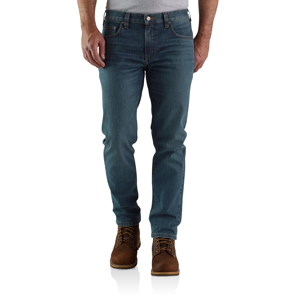 Photo 1 of Carhartt Mens Rugged Flex Relaxed Fit Low Rise 5-Pocket Tapered Jean Work Utility Pants, Canyon, 34W x 34L US