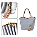 JOVANAS Fashion Stripe Design Women Street Snap Candid Tote Single Shoulder Canvas Bag Handbag (Blue)