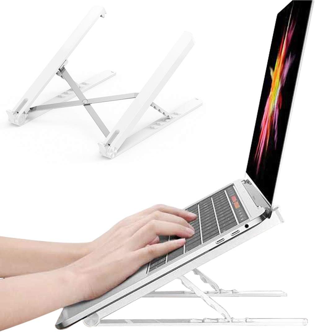 Libosauk Laptop Stand-Adjustable and Foldable Laptop Tablet Stand-Portable Laptop Riser Compatible with All Laptops iPad Tablet (up to 15.6 inches), (White)