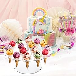 Zhehao 4 Pcs Clear Acrylic Ice Cream Cone Holder