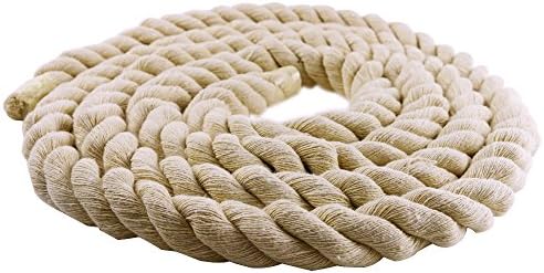 DEEBF 10ft Natural Twisted Cotton Rope Strong Triple-Strand Rope for Sports, Crafts, Indoor Outdoor Use Tug of War Rope