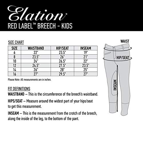 ELATION Horseback Riding Pants for Girls & Boys - Euro Seat Kids Riding Pants w/Leather Knee Patch & Thick Elastic Band, Tan Riding Tights for Equestrian Junior Competitor Classic Kids Breeches 12 - Thumbnail 3