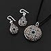 Chuvora Hand Blown Venetian Murano Glass Multi-Colored Black Mandala Flower Art Round Necklace, 17-19 inches