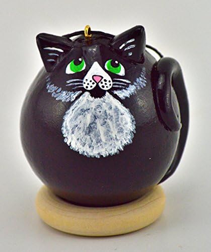 Tuxedo Cat Painted Gourd Art Ornament