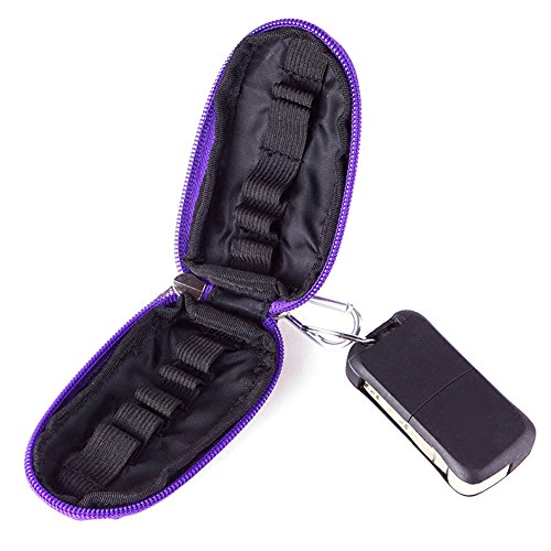 Junda Essential Oil Carrying Case Keychain Essential Oils Organizer Leakproof Shockproof Makeup Bag - Holds 10 Bottles 2ml - Purple