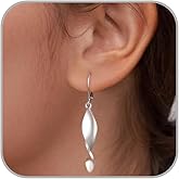 FLYUN 18k Gold Plated Small Leaf Spiral Twisted Dangle Earrings For Women Trendy-Hypoallergenic Leverback Handmade Drop Dangle Jewelry Gifts For Her