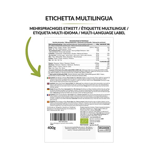 NaturaleBio Maca Pulver Bio 400g. Gelbes Wurzelpulver aus Peru. Gelatiniert, Bio und Rein. – Bild 3