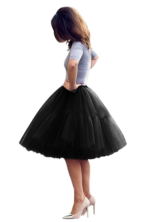 Damen Tüllrock Tutu Skirt 5 Lage Petticoat Ballettrock Unterrock Pettiskirt