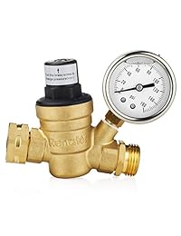 renator M11 0660R regulador de presión de agua. Regulador de presión de agua ajustable sin plomo de latón con manómetro para caravanas, sin plomo y filtro proyectado de entrada.