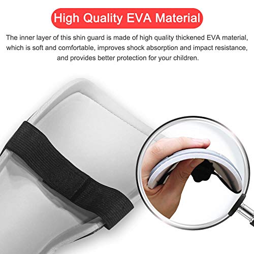 Chanvoo Youth Soccer Shin Guards, Professional Sports Protective Gear Soccer Equipment for 6-12 Years Old Kids, Toddlers, Youths, Men, Women, Boys, Girls. (Silver Black (with Ankle Strap)) - Thumbnail 3