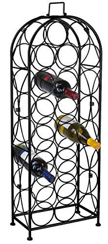 Sorbus Metal Wine Rack - Bordeaux Chateau Style Wine Cellar Stand - Holds 23 Bottles - Minimal Assembly (Black)