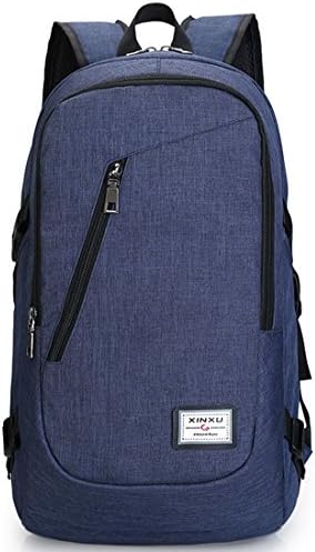 Waterproof Laptop Backpack Polyester Lightweight Anti Thief Travel Daypack with USB Charging Port (Blue)