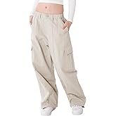 Rolanko Girls Cargo Pants Wide Leg Streetwear Kids Pants with Pockets Trendy Jogger Trousers 4-14 Years