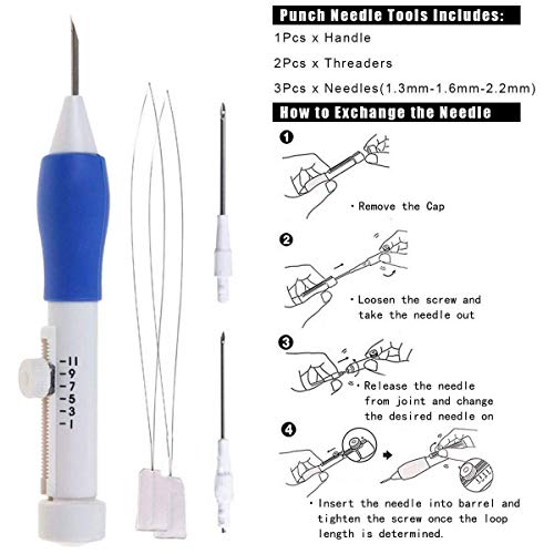 Lihin Christmas Indoor Decoration Magic Embroidery Pen Set,Embroidery Pen Punch Needle Craft Tool Including 50 Color Threads for Embroidery Threaders Knitting Sewing Tool