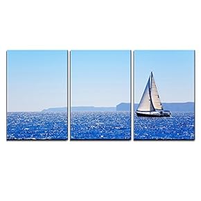 BRAND_NAMEBlue Mediterranean Sailboat Sailing in Perfect Ocean at...