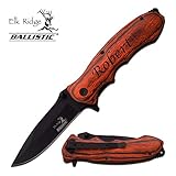 Free Engraving - Quality Elk Ridge Pakkawood Handle Folding Knife (Black, ER-A160BW)