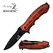 Free Engraving - Quality Elk Ridge Pakkawood Handle Folding Knife (Black, ER-A160BW)
