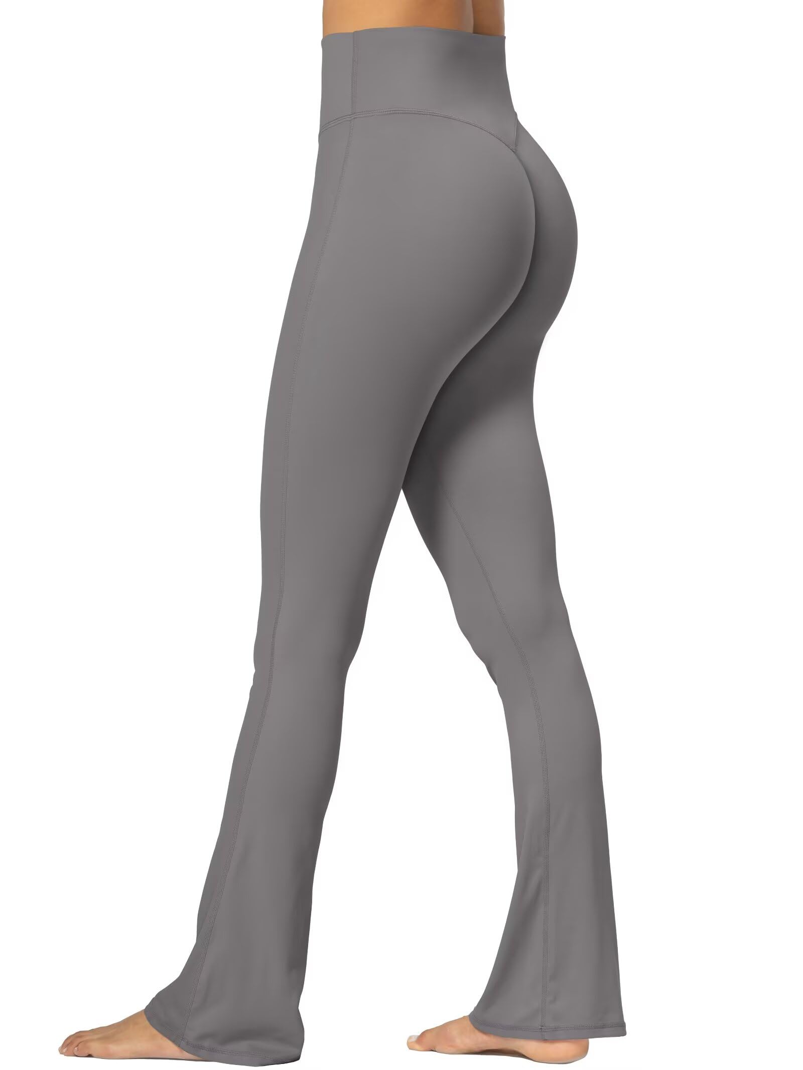 Sunzel No Front Seam Mini Flare Leggings for Women, Invisible Butt Scrunch Flared Yoga Pants with Tummy Control 32" Charcoal Gray Medium Image