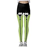 Halloween Leggings for Women,Tummy Control Peek Monster Skeleton Pumpkin Printed Stretchy Leggings Yoga Pants Tights