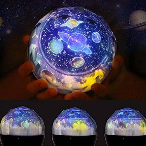 Night Light Projection Lamp, Hallowon Star Romantic Rotating Sky Cosmos Cover Projector Night Lighting for Children Adults Bedroom, Mood/Decorative Light, Baby Nursery Light