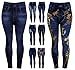 Enimay Women's Plus Size Jean Look Leggings Tights Pants Floral Design Fashion
