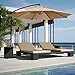 BELLEZE 10FT Patio Umbrella with Cross Base, Offset Hanging Umbrella w/Tilt Crank and 8 Ribs, UV Protection Outdoor Cantilever Umbrella for Market Beach Pool Backyard - Tan