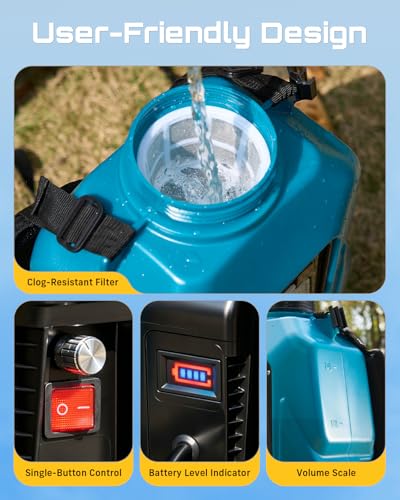 SEESII Backpack Sprayer Battery Powered, Leak-Proof 5-Gallon, Dual Battery Electric Sprayer with Telescopic Brass Wand & 7 Nozzles, 100 PSI Adjustable Pressure for Weed Lawn Garden Pest Control