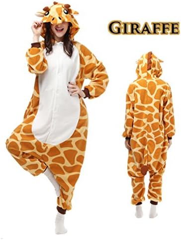 Adult Animal Kigrumi Pajamas, Unisex Onesie Cosplay Costume For Halloween (XL, Brow Giraffe)