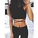 Women's Sexy Sleeveless Strap Lace Up Criss Cross Casual Cami Tank Crop Top Black