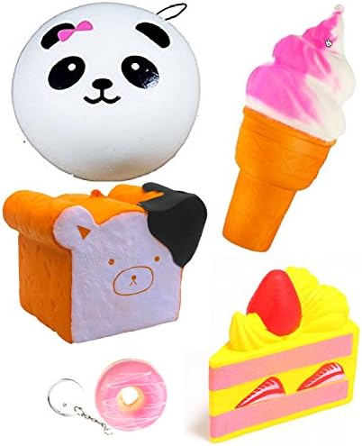 Medium Slow Rising Squishies Bundle - Rare Ice Cream, Strawberry, Cake, Doughnut, Panda Bun, Chocolate Dipped Toast Squishy Toys! Perfect Kawaii Package Of Squishys For Stress Relief &amp; Fun!