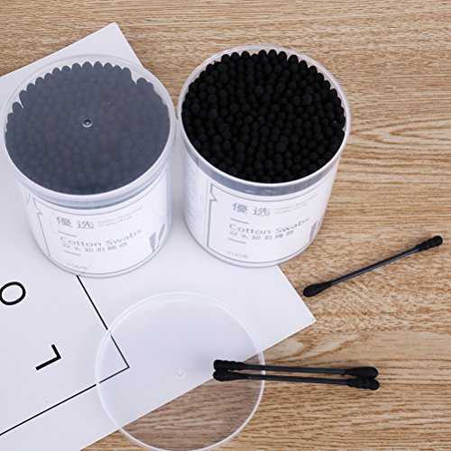 Lameila 200Pcs Cotton Swabs Black Double Tipped Cotton Buds Spiral Head Multipurpose Safe Highly Absorbent Hygienic Cleaning Sterile Sticks - Thumbnail 7