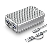 Zendure A8PD 26800mAh USB-C Portable Charger - 30W PD Power Bank (2 in 1 Cable, LED Digital Screen), 5-Port Quick Charge External Battery for iPhone X, Nintendo Switch, Samsung S9 and More - Silver