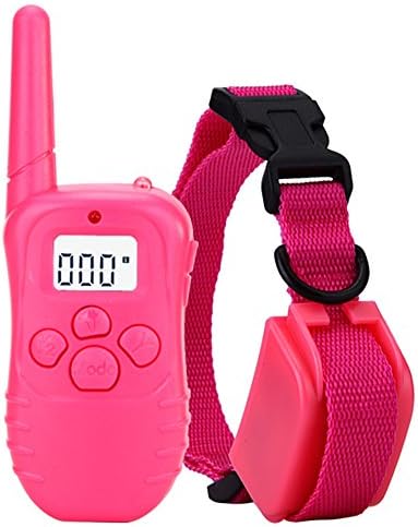 Eeoo? Pink 330 yard Rechargeable and Waterproof Remote Dog Training Shock Collar With Static Shock Vibration Beep and Light for 1 Dog