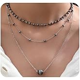 Layered Western Navajo Pearl Choker Necklace Set for Women,Vintage Geometric Beaded Fine Chain Statement Necklaces,Personalized Jewelry Accessories Gifts