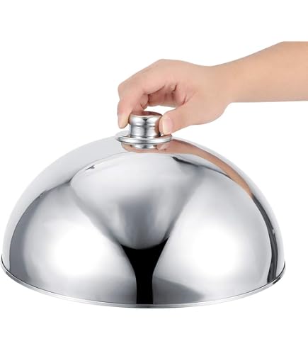 Cloche Alimentaire En Acier Inoxydable - Couvercle Sphérique Pour Maintenir Au Chaud Et Anti-éclaboussures - Pour Steak, Restauration - 9